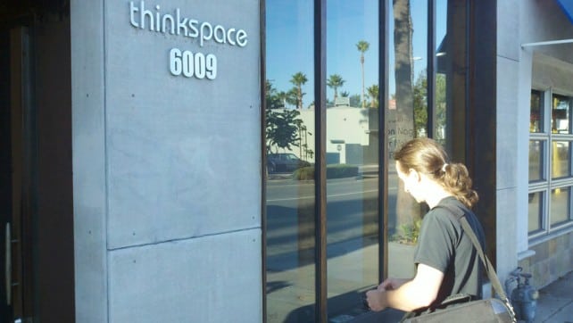 Cody Seekins standing outside of Thinkspace gallery